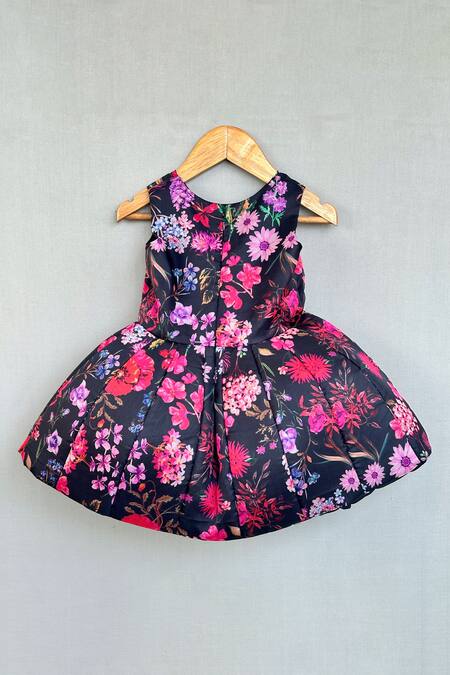 Buy_Label Neeti_Black Organza Pearls Floral Dress 