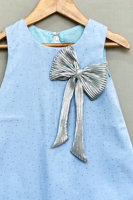 Label Neeti_Blue Denim Shimmer Dress _Online_at_Aza_Fashions