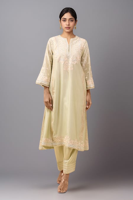 Sheetal Batra Green Embroidery Round Neck Mint Choga With Salwar 