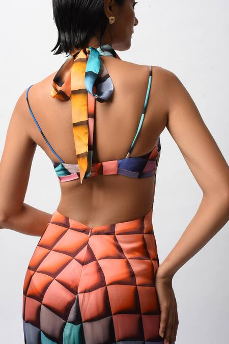 Buy_Forty Four_Multi Color Satin Cowl , Scoop Allure Backless Resort Dress _Online_at_Aza_Fashions