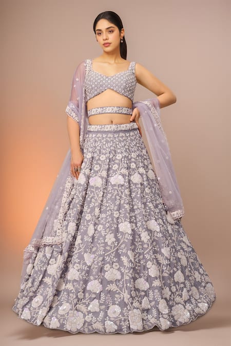 Samyukta Singhania Floral Sequence Embroidered Lehenga Set 