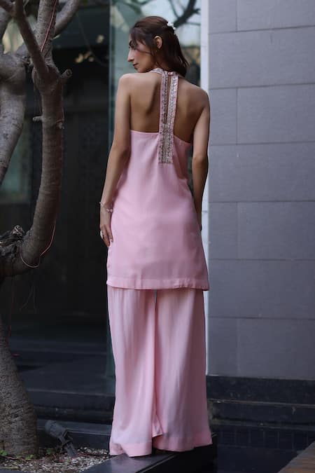 Nazar By Indu Designer Blush Pink Kurta & Palazzo Set 