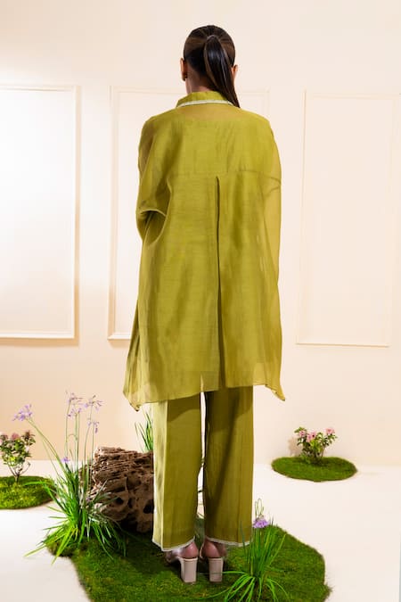 The White Tree Studio Moss Green Applique Kurta Co-ord Set 