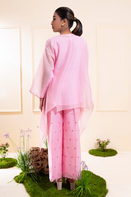 The White Tree Studio Blush Pink Asymmetrical Top & Trouser Set 