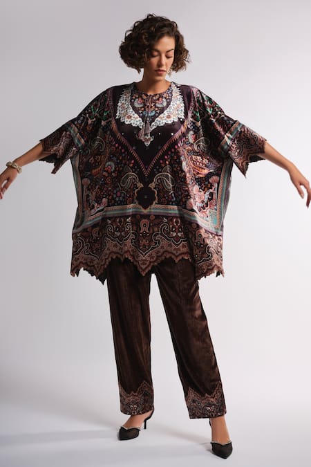 Samyukta Singhania Black Printed Kaftan & Pant Set 