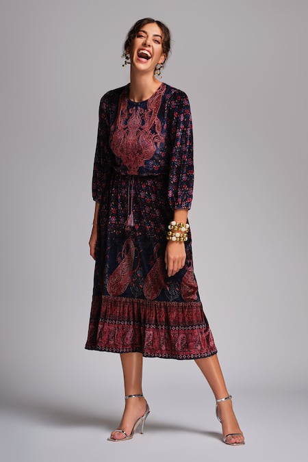 Samyukta Singhania Floral Print Blue Dress 