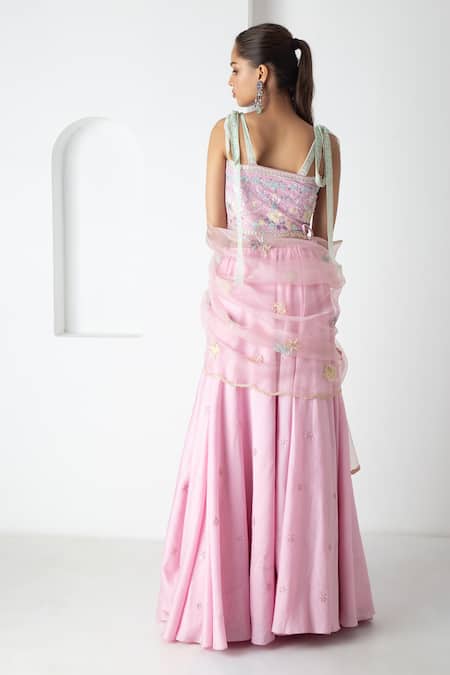 Chhaya Mehrotra Orchid Pink Embroidered Lehenga Set 