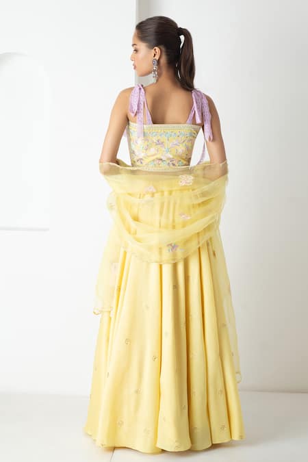 Chhaya Mehrotra Sunshine Yellow Embroidered Lehenga Set 