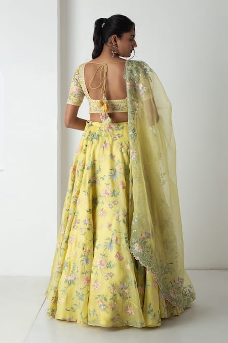 Chhaya Mehrotra Floral Embroidered Lehenga Set 