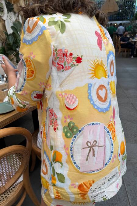 Sonam Parmar Jhawar_Cotton Open Neck Multicolor Soft Jacket And Shorts Set _at_Aza_Fashions