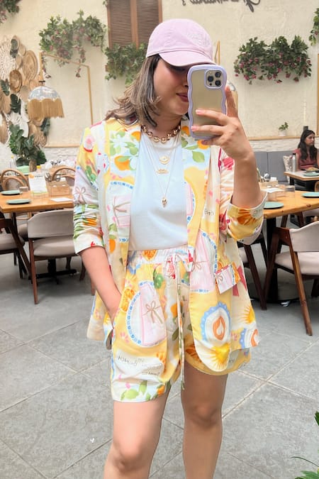 Sonam Parmar Jhawar Multicolor Soft Cotton Jacket & Shorts Set 