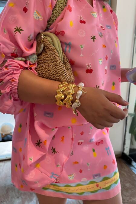 Sonam Parmar Jhawar_Pink Cotton Collared Designer Skirt And Top Set_Online_at_Aza_Fashions