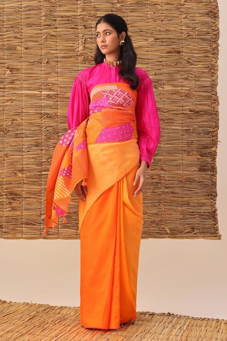 Naina Jain Bandhani Patchwork Saree Set 