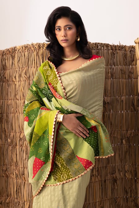 Naina Jain Patchwork Bandhani Palla Saree 