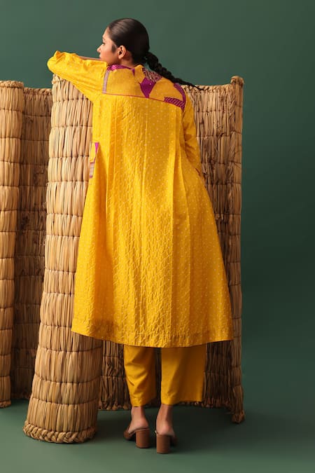 Naina Jain Patchwork Bandhani Mustard Suit Set 