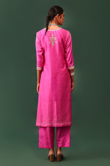 Naina Jain Rani Bandhani Hand Cut Gota Suit Set 