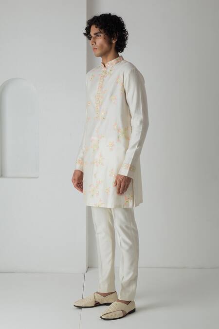 Chhaya Mehrotra Ivory Chanderi Embroidery Mirror Kurta Set Online at Aza Fashions Chhaya Mehrotra_Ivory Chanderi Embroidery Mirror Kurta Set _Online_at_Aza_Fashions