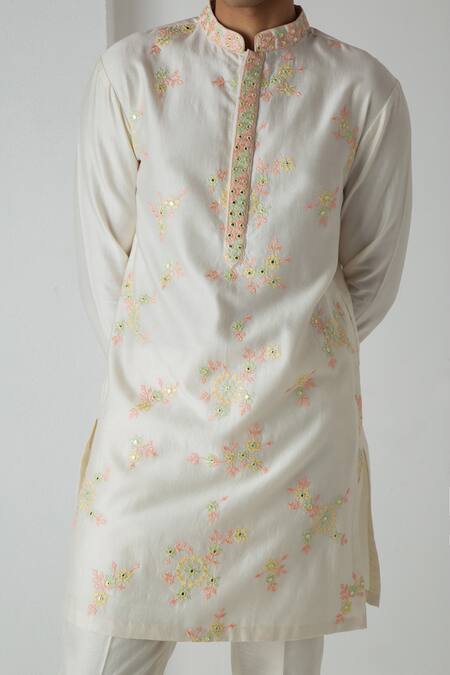 Chhaya Mehrotra Ivory Chanderi Embroidery Mirror Kurta Set at Aza Fashions Chhaya Mehrotra_Ivory Chanderi Embroidery Mirror Kurta Set _at_Aza_Fashions