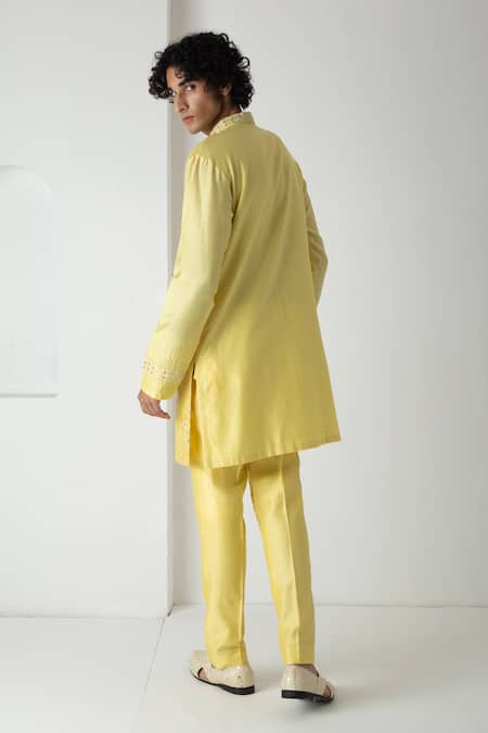 Chhaya Mehrotra Mirror Embroidered Illuminating Yellow Kurta Set 