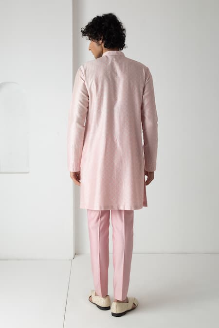 Chhaya Mehrotra Peach Pink Block Printed Kurta Set 