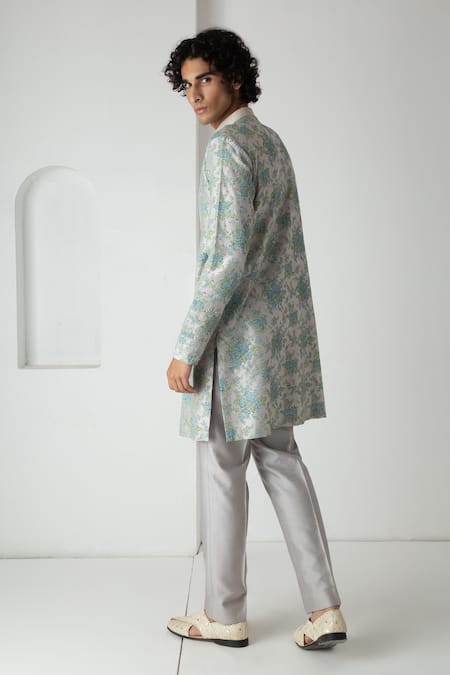 Chhaya Mehrotra Ash Grey Block Printed Kurta Set 