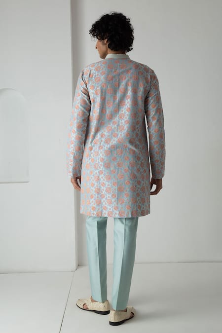 Chhaya Mehrotra Aqua Block Printed Kurta Set 