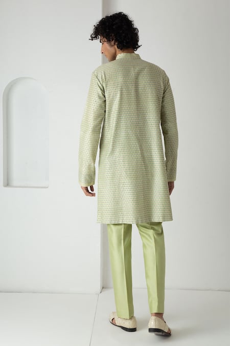 Chhaya Mehrotra Tea Green Block Printed Kurta Set 
