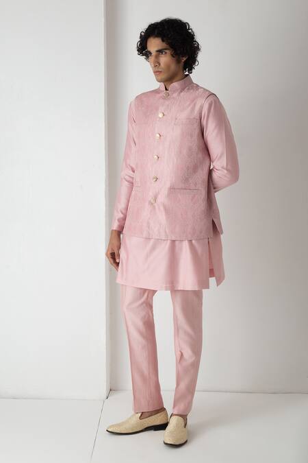 Shop Chhaya Mehrotra Pink Silk, Brocade, Chanderi Blooming Tanchui Bundi Set Online at Aza Fashions Shop_Chhaya Mehrotra_Pink Silk, Brocade, Chanderi Blooming Tanchui Bundi Set _Online_at_Aza_Fashions