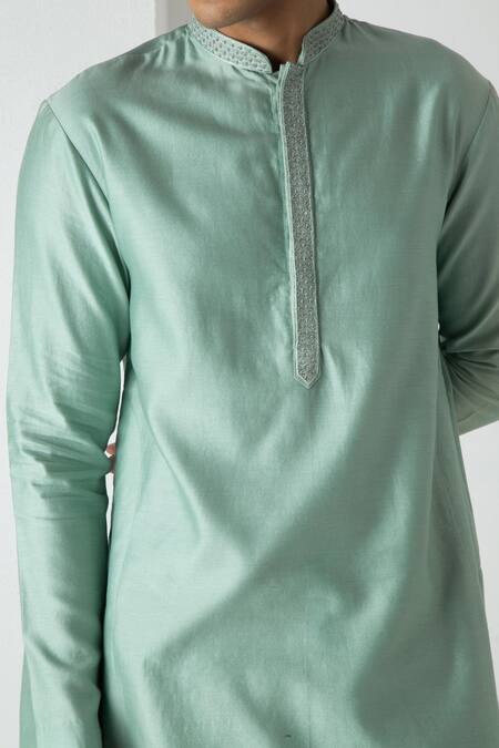 Buy_Chhaya Mehrotra_Green Brocade, Chanderi Embroidery Cascade Esper Bundi Set _Online_at_Aza_Fashions