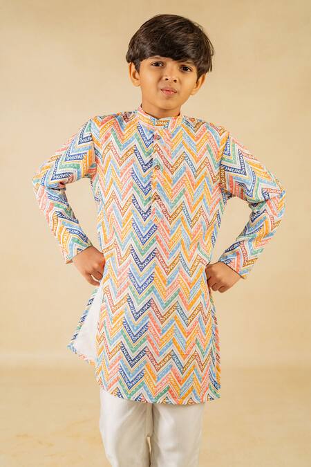 Shop JILMIL DREAMWEAR Multi Color Cotton Coloured Traditional Print Kurta Set Online at Aza Fashions Shop_JILMIL DREAMWEAR_Multi Color Cotton Coloured Traditional Print Kurta Set _Online_at_Aza_Fashions