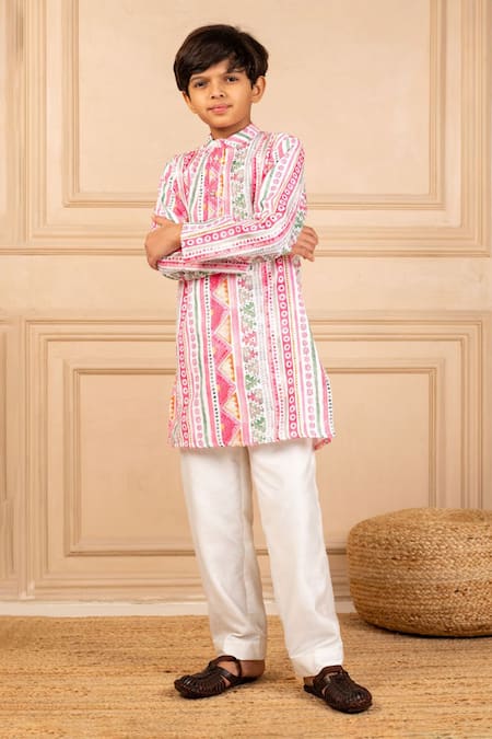 Shop JILMIL DREAMWEAR Multi Color Cotton Coloured Traditional Print Kurta Set at Aza Fashions Shop_JILMIL DREAMWEAR_Multi Color Cotton Coloured Traditional Print Kurta Set _at_Aza_Fashions