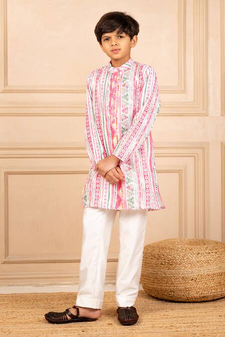 Shop JILMIL DREAMWEAR Multi Color Cotton Coloured Traditional Print Kurta Set Online at Aza Fashions Shop_JILMIL DREAMWEAR_Multi Color Cotton Coloured Traditional Print Kurta Set _Online_at_Aza_Fashions