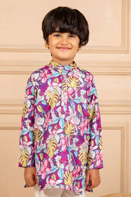 Buy JILMIL DREAMWEAR Purple Cotton Floral Digital Printed Kurta And Pant Set Online at Aza Fashions Buy_JILMIL DREAMWEAR_Purple Cotton Floral Digital Printed Kurta And Pant Set _Online_at_Aza_Fashions