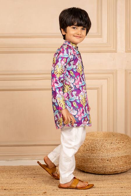 Buy JILMIL DREAMWEAR Purple Cotton Floral Digital Printed Kurta And Pant Set Buy_JILMIL DREAMWEAR_Purple Cotton Floral Digital Printed Kurta And Pant Set