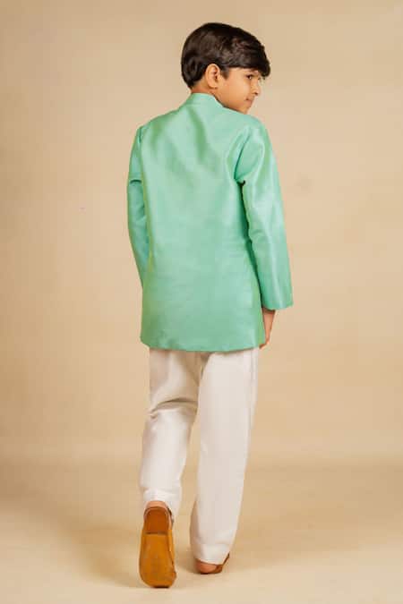 Shop JILMIL DREAMWEAR Turquoise Silk Embroidery Blue Kurta Set at Aza Fashions Shop_JILMIL DREAMWEAR_Turquoise Silk Embroidery Blue Kurta Set _at_Aza_Fashions