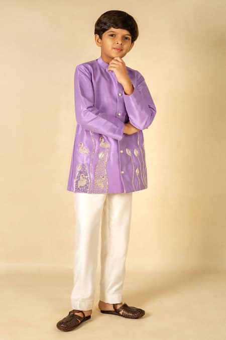 Buy JILMIL DREAMWEAR Purple Silk Embroidery Kurta Set Online at Aza Fashions Buy_JILMIL DREAMWEAR_Purple Silk Embroidery Kurta Set _Online_at_Aza_Fashions