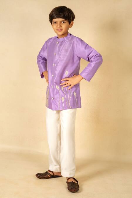 Shop JILMIL DREAMWEAR Purple Silk Embroidery Kurta Set Online at Aza Fashions Shop_JILMIL DREAMWEAR_Purple Silk Embroidery Kurta Set _Online_at_Aza_Fashions