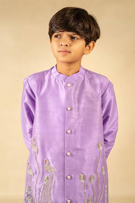 Buy JILMIL DREAMWEAR Purple Silk Embroidery Kurta Set Buy_JILMIL DREAMWEAR_Purple Silk Embroidery Kurta Set