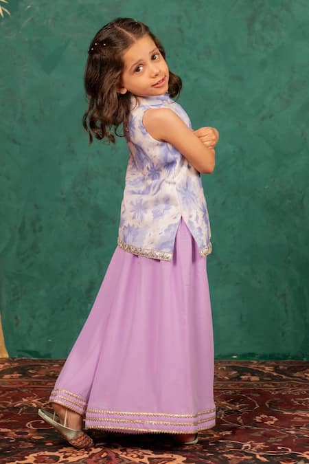 JILMIL DREAMWEAR Digital Printed Purple Girls Top & Palazzo Set 