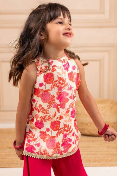 Buy JILMIL DREAMWEAR Cream Cotton Digital Printed Pink Top And Sharara Set Online at Aza Fashions Buy_JILMIL DREAMWEAR_Cream Cotton Digital Printed Pink Top And Sharara Set _Online_at_Aza_Fashions