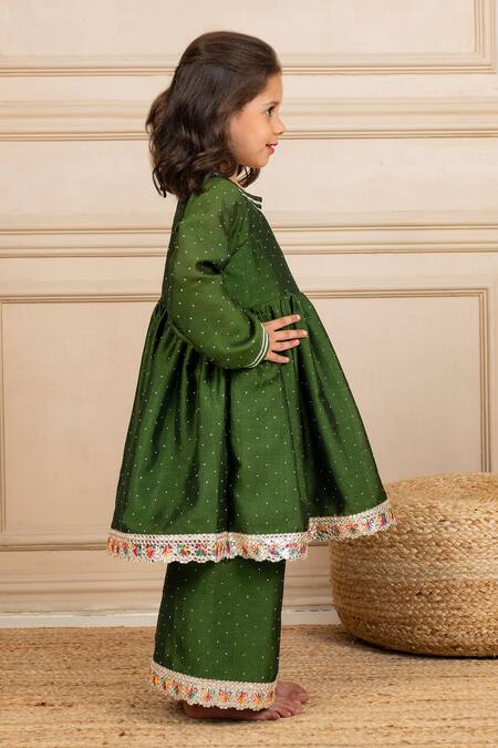 Shop JILMIL DREAMWEAR Green Silk Embroidery Anarkali And Palazzo Set Online at Aza Fashions Shop_JILMIL DREAMWEAR_Green Silk Embroidery Anarkali And Palazzo Set _Online_at_Aza_Fashions