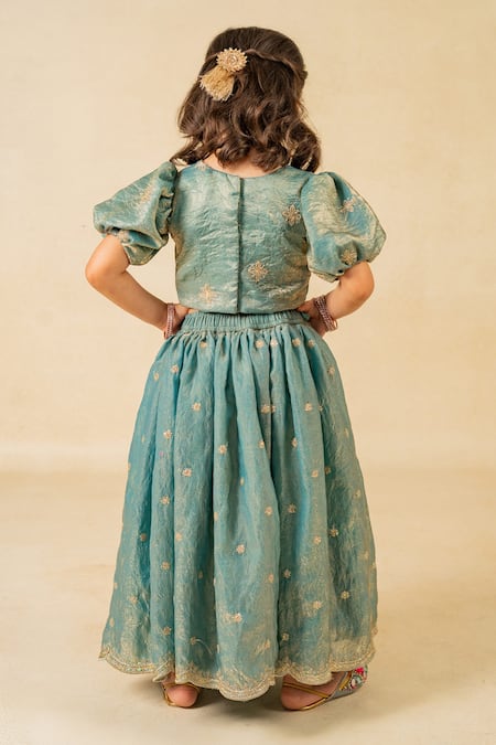 JILMIL DREAMWEAR Blue Fendy Crush Tissue Lehenga Set 