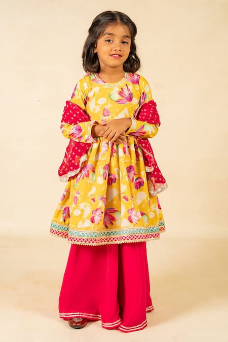 Jilmil Dreamwear Yellow Silk Embroidery Anarkali Set 