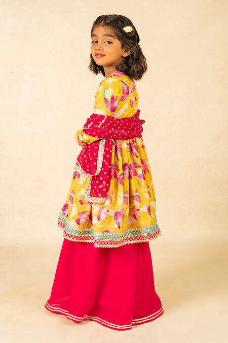 Buy JILMIL DREAMWEAR Yellow Silk Embroidery Anarkali Set Buy_JILMIL DREAMWEAR_Yellow Silk Embroidery Anarkali Set