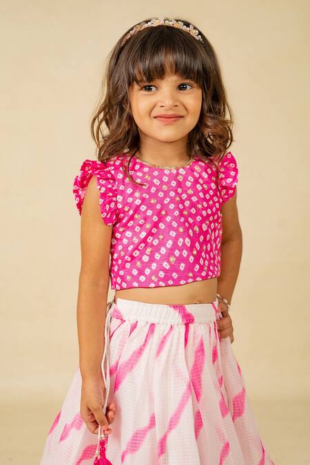 JILMIL DREAMWEAR Pink Cotton Embroidered Top And Lehenga Set Online at Aza Fashions JILMIL DREAMWEAR_Pink Cotton Embroidered Top And Lehenga Set _Online_at_Aza_Fashions