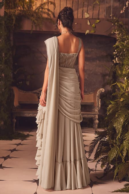 Roqa Ivory Designer Saree Gown 