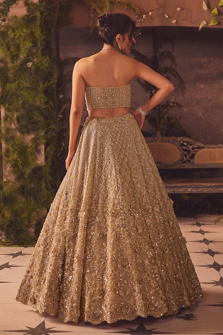 Roqa Designer Gold Lehenga Set 