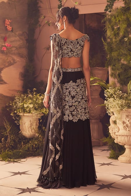 Roqa Designer Pre-Draped Saree & Blouse Set 