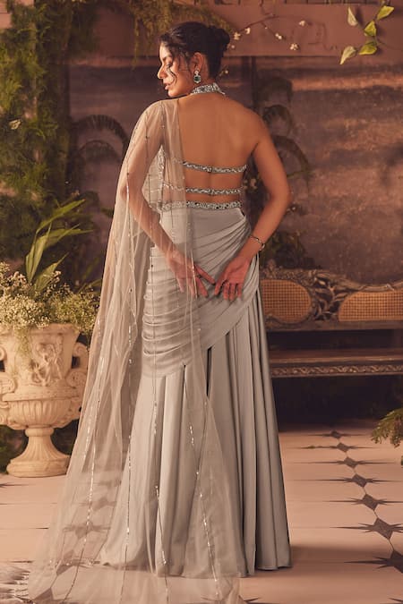 Roqa Designer Pre-Draped Saree & Blouse Set 