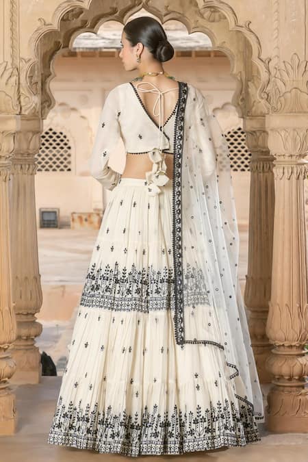Preevin Foliage Floral Embroidered Lehenga Set 
